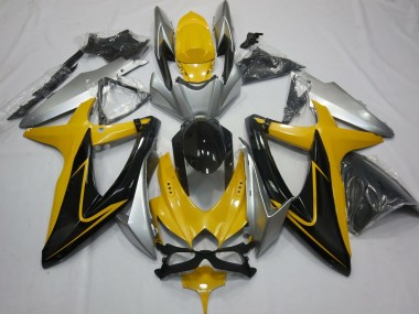 Amarillo Negro & Plata 2008-2010 Suzuki GSXR 600-750 Carenados Moto