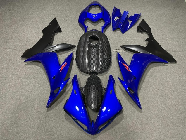 Azul Brillante & Estilo Fibra De Carbono 2004-2006 Yamaha R1 Carenados Moto