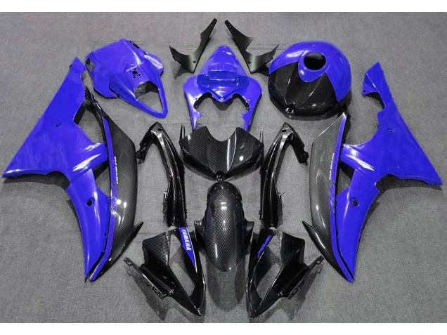 Azul Brillante & Fibra De Carbono 2008-2016 Yamaha R6 Carenados Moto