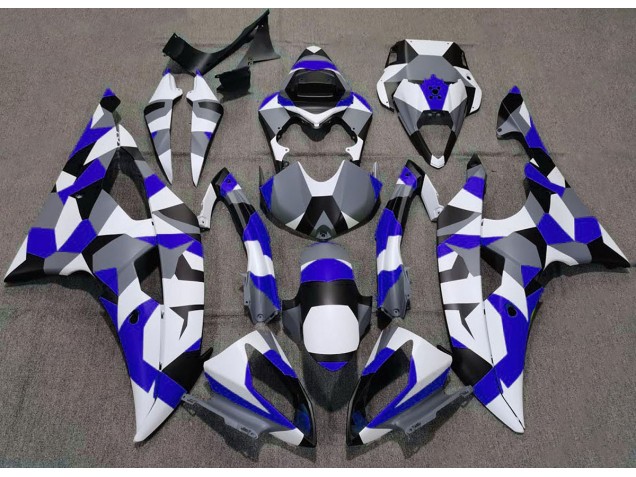 Azul Camuflaje Liso 2008-2016 Yamaha R6 Carenados Moto