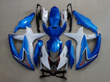 Azul Metalizado & Blanco 2008-2010 Suzuki GSXR 600-750 Carenados Moto