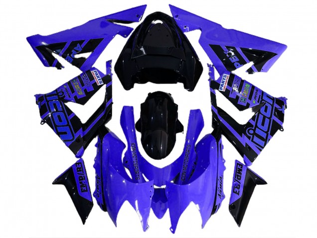 Azul & Negro & Logotipos 2004-2005 Kawasaki ZX10R Carenados Moto