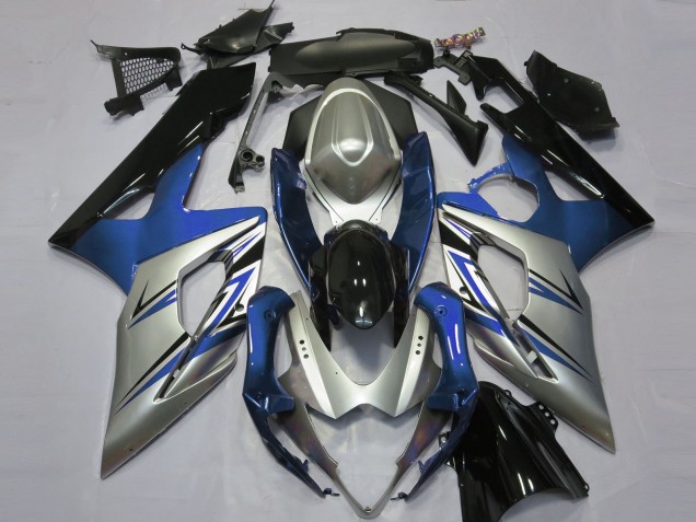 Azul Plata & Negro 2005-2006 Suzuki GSXR 1000 Carenados Moto