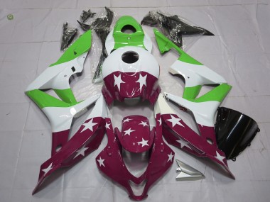 Barras & Estrellas Verdes & Granates 2007-2008 Honda CBR600RR Carenados Moto