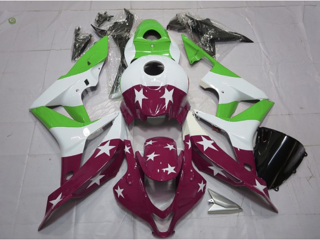 Barras & Estrellas Verdes & Granates 2007-2008 Honda CBR600RR Carenados Moto