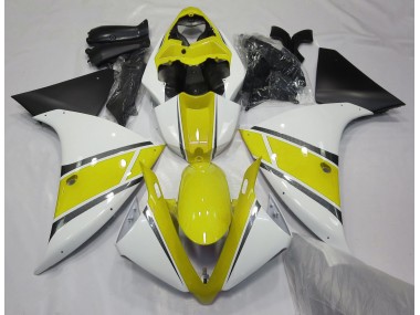 Blanco Brillante & Amarillo 2009-2011 Yamaha R1 Carenados Moto