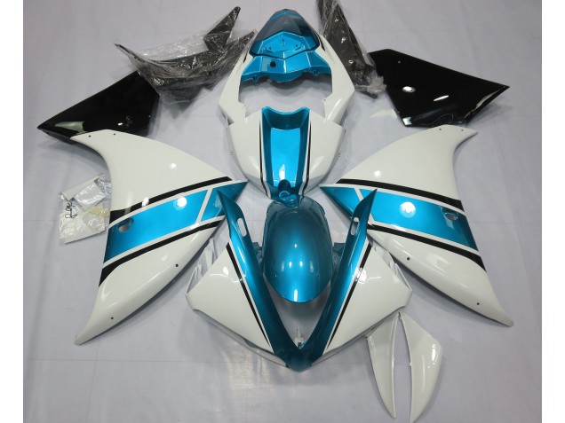 Blanco Brillante & Azul Claro 2009-2011 Yamaha R1 Carenados Moto