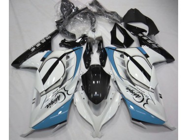 Blanco Brillante & Azul Claro 2013-2018 Kawasaki Ninja 300 Carenados Moto