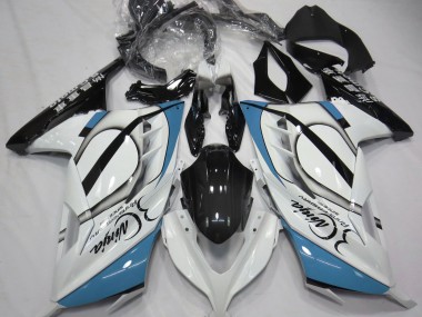 Blanco Brillante & Azul Claro 2013-2018 Kawasaki Ninja 300 Carenados Moto