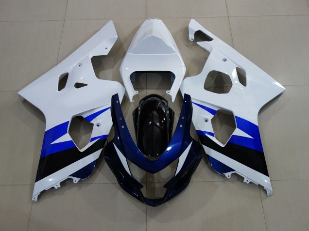 Blanco Brillante & Azul Intenso 2004-2005 Suzuki GSXR 600-750 Carenados Moto