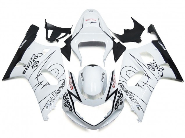 Blanco Brillante Corona & Negro 2001-2003 Suzuki GSXR 600-750 Carenados Moto