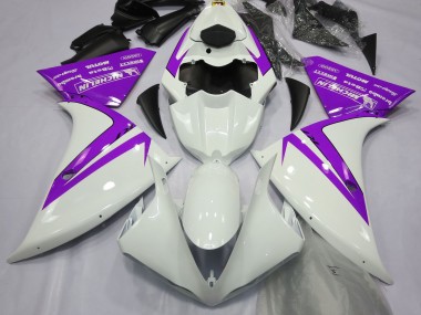 Blanco Brillante & Morado 2012-2014 Yamaha R1 Carenados Moto