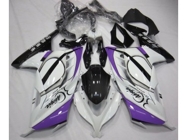 Blanco Brillante & Morado 2013-2018 Kawasaki Ninja 300 Carenados Moto