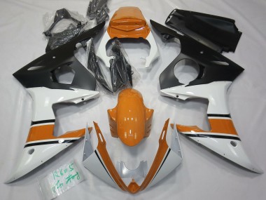 Blanco Brillante & Naranja 2003-2004 Yamaha R6 Carenados Moto