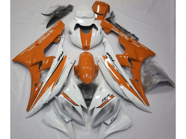 Blanco Brillante & Naranja 2006-2007 Yamaha R6 Carenados Moto