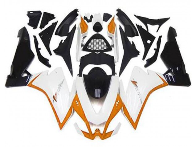 Blanco Brillante & Naranja 2010-2015 Aprilia RSV4 1000 Carenados Moto