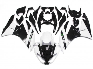 Blanco Brillante & Negro Pulido 2009-2012 Kawasaki ZX6R Carenados Moto