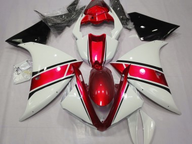 Blanco Brillante & Rojo Metalizado 2009-2011 Yamaha R1 Carenados Moto