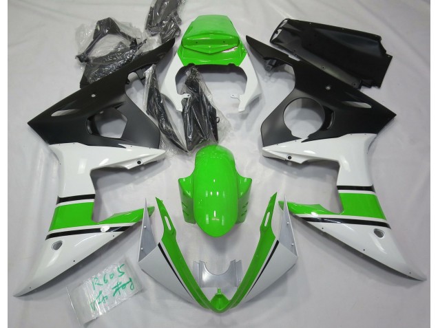 Blanco Brillante & Verde 2003-2004 Yamaha R6 Carenados Moto