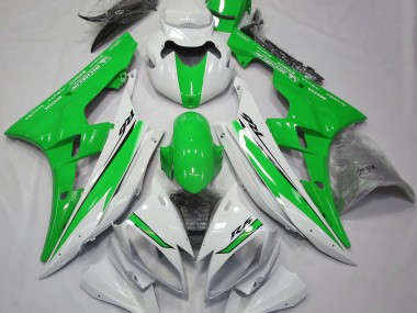 Blanco Brillante & Verde 2006-2007 Yamaha R6 Carenados Moto