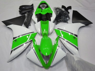 Blanco Brillante & Verde 2009-2011 Yamaha R1 Carenados Moto