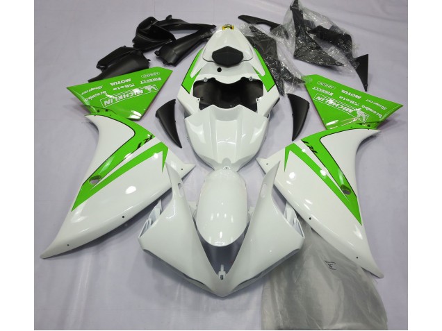 Blanco Brillante & Verde 2012-2014 Yamaha R1 Carenados Moto