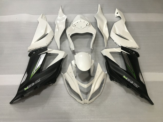 Blanco Cristal & Negro Satinado 2013-2018 Kawasaki ZX6R Carenados Moto