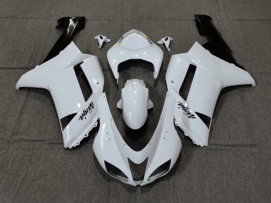 Blanco Liso Brillante 2007-2008 Kawasaki ZX6R Carenados Moto