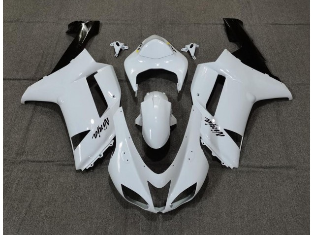 Blanco Liso Brillante 2007-2008 Kawasaki ZX6R Carenados Moto