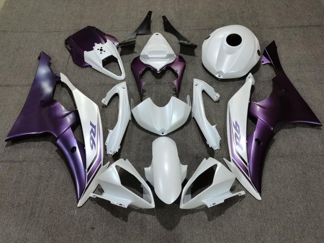 Blanco Mate & Morado 2008-2016 Yamaha R6 Carenados Moto