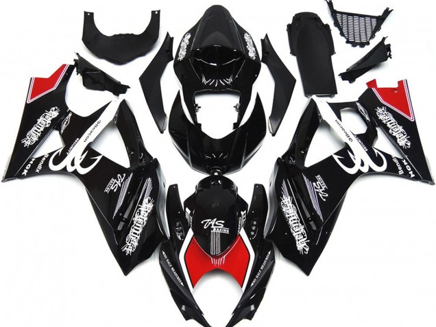 Blanco & Negro Con Rojo 2007-2008 Suzuki GSXR 1000 Carenados Moto