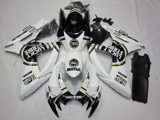 Blanco & Negro Lucky Strike 2006-2007 Suzuki GSXR 600-750 Carenados Moto