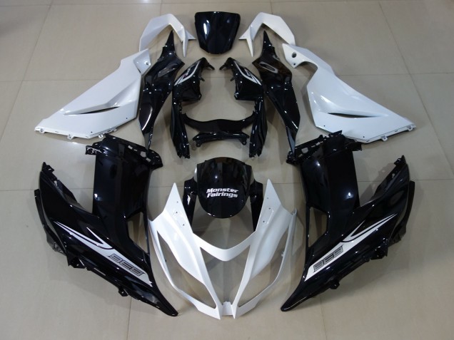 Blanco Perla & Negro 2013-2018 Kawasaki ZX6R Carenados Moto