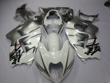 Blanco & Plata 1997-2007 Suzuki GSXR 1300 Carenados Moto