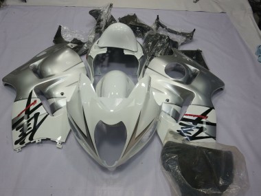 Blanco Plateado 1997-2007 Suzuki GSXR 1300 Carenados Moto