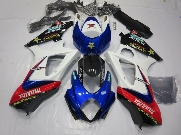 Blanco Rockstar 2007-2008 Suzuki GSXR 1000 Carenados Moto