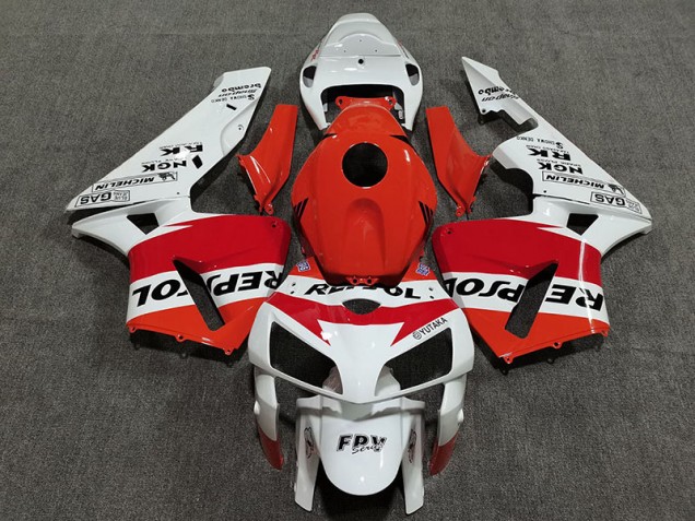 Blanco Rojo & Naranja Repsol 2005-2006 Honda CBR600RR Carenados Moto