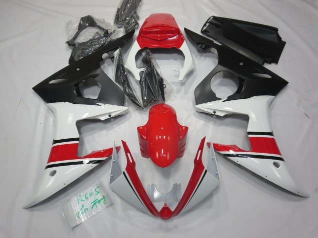 Blanco Rojo & Negro 2005 Yamaha R6 Carenados Moto