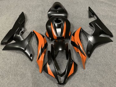 Diseño Negro Mate & Naranja 2007-2008 Honda CBR600RR Carenados Moto