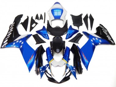 Estilo Azul Con Estrellas Rojas 2011-2024 Suzuki GSXR 600-750 Carenados Moto