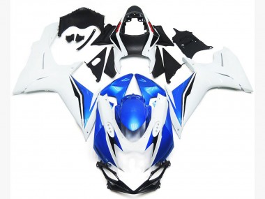 Estilo Blanco Brillante & Azul 2011-2024 Suzuki GSXR 600-750 Carenados Moto