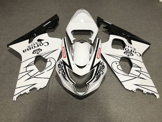 Estilo Corona En Blanco & Negro Brillante 2004-2005 Suzuki GSXR 600-750 Carenados Moto