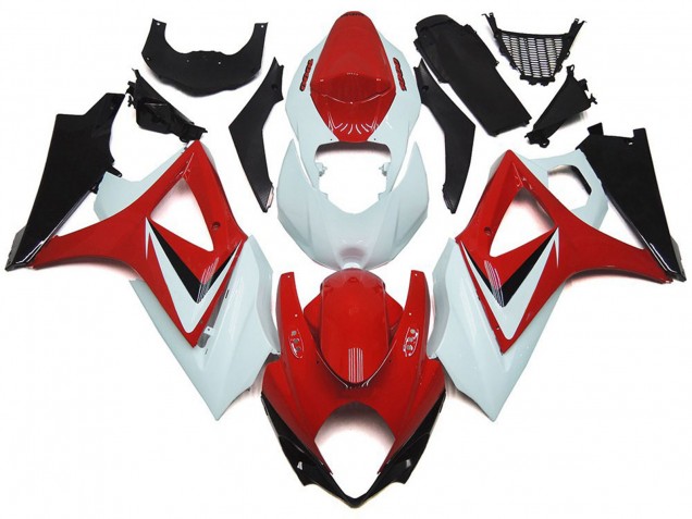 Estilo Rojo Brillante Con Blanco OEM 2007-2008 Suzuki GSXR 1000 Carenados Moto