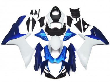 Kit De Estilo Liso Blanco & Azul 2011-2024 Suzuki GSXR 600-750 Carenados Moto