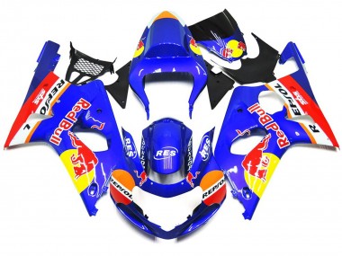 Kit De Estilo OEM Rojo Personalizado Red Bull 2000-2002 Suzuki GSXR 1000 Carenados Moto