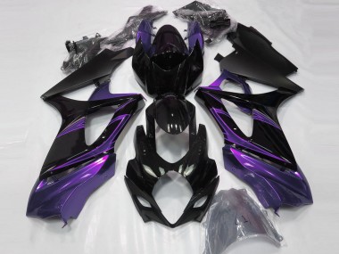 Morado Humor & Negro Brillante 2007-2008 Suzuki GSXR 1000 Carenados Moto