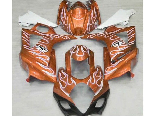 Naranja Brillante & Blanco Llama 2007-2008 Suzuki GSXR 1000 Carenados Moto