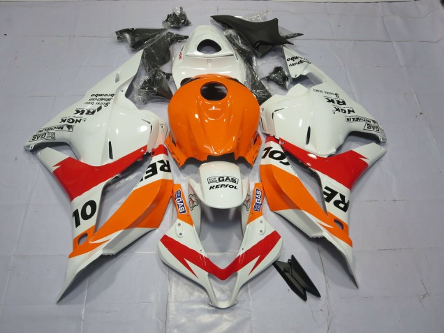 Naranja Claro & Blanco Repsol 2009-2012 Honda CBR600RR Carenados Moto