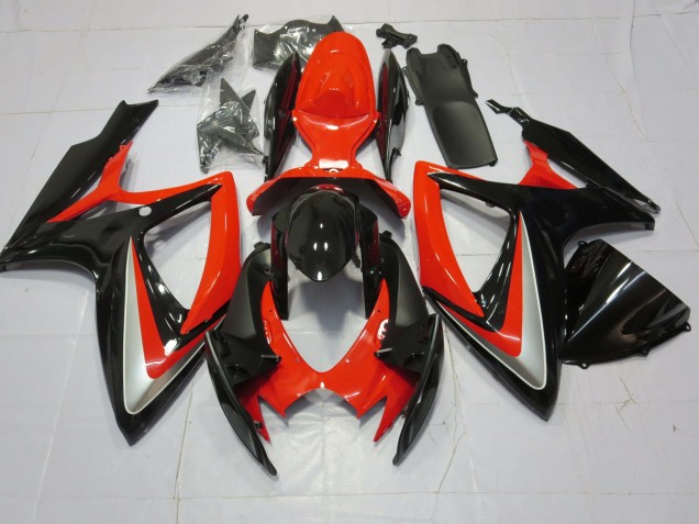 Naranja Plata & Negro 2006-2007 Suzuki GSXR 600-750 Carenados Moto