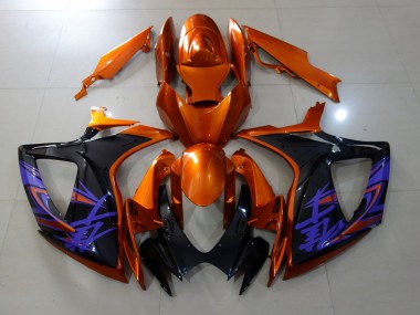 Naranja Vibrante & Negro Brillante 2006-2007 Suzuki GSXR 600-750 Carenados Moto